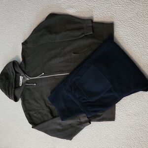 King Size Relaxed Fit Fleece Zip Up Hoodie And Sweatpants Loungewear Set